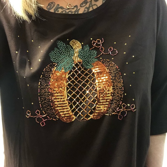 Sequined Pumpkin Blouse - Picture 2 of 5